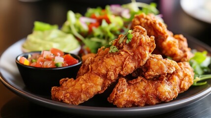 plate of fried chicken tenders with a smoky chipotle seasoning.