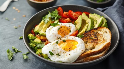 Delicious Breakfast Bowl with Poached Eggs for Nutritious Mornings