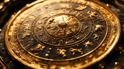 Fototapeta premium Golden Zodiac Astrological Chart