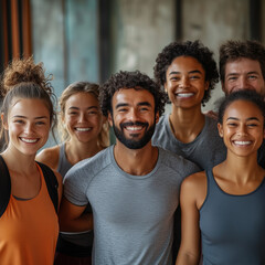 Obraz premium A group of people are smiling and posing for a photo. Scene is happy and friendly