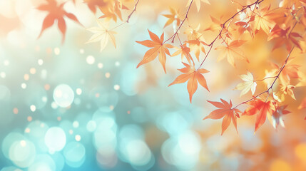 Fototapeta premium Beautiful Autumn Leaves Background with Bokeh Effect for Banners