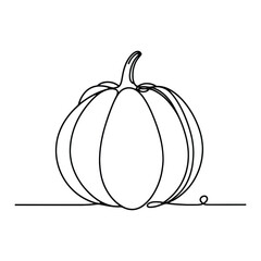 Single line art drawing of pumpkin – minimalistic continuous line illustration