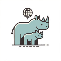 Flat illustration of World Rhino Day celebration