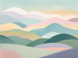 "Pastel Renewal: An Abstract Landscape of New Beginnings"