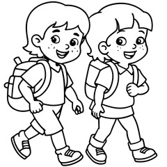 kids go to school together sketch