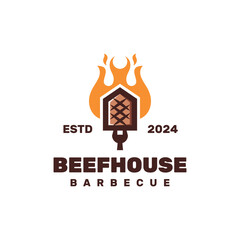 beef house barbecue logo vector