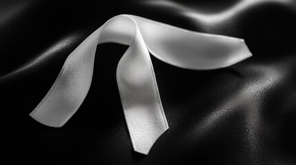 Elegant White Satin Ribbon on Black Fabric
