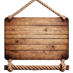 Wooden Rope Sign PNG isolated on Transparent background