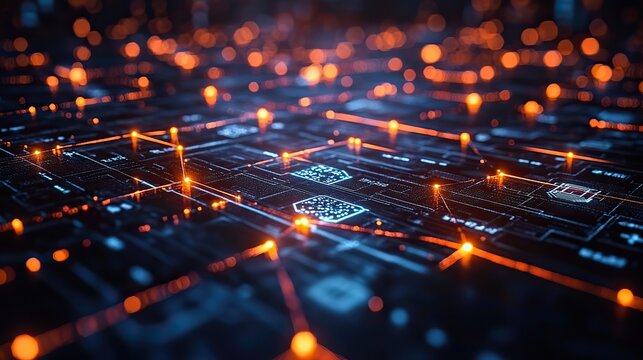 A vibrant 3D polygonal illustration showcases a futuristic network of cloud computing and blockchain technology, depicting digital currency connections.
