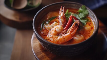 Indulge in the zesty and refreshing taste of Tom Yum Goong.
