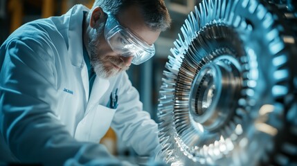 Engineer Inspecting Turbine