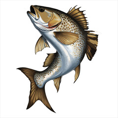 Realistic Leaping Trout Fish Illustration