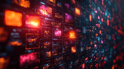 Obraz premium An abstract multimedia technology background illustrating web streaming channels and TV video, highlighting the evolution of content delivery.