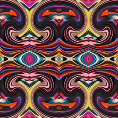 abstract luxury psychedelic wavy art colorful bright retro folk ethnic motif pattern .