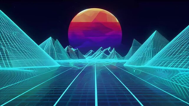 video in 4k to Immerse Yourself in a Psychedelic 3D World of Floating Spheres, Mountain Grids, and Futuristic Loops Perfect for Videos and Live Shows