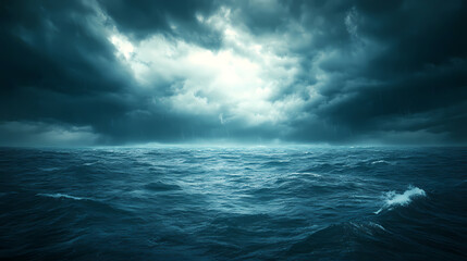 Obraz premium Cloudy storm in the sea before rain. Tornadoes above the sea. Monsoon season. Storm in the sea.Wonder of natural disaster.