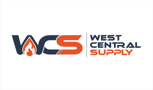 WCS Letter Initial with fire Logo Design Template Vector