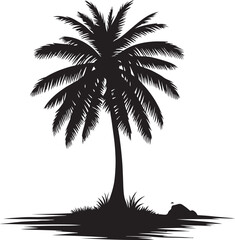 Black Coconut tree  vector illustration on white background silhouette