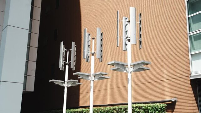4k cinematic footage of japanese futuristic wind turbine