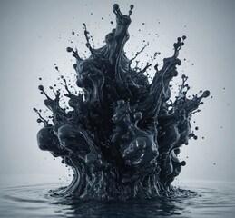 A splash of black paint is splattered on the water