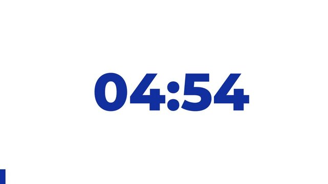 5 Minutes Countdown Timer, blue numbers on white background