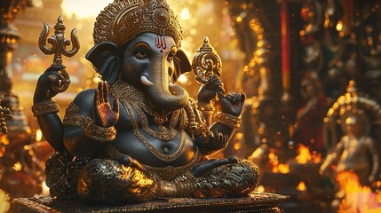 Fototapeta premium Ganesha, Ganesha celebration, Incense, Modak and Modak sweets