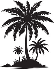 Black Coconut tree  vector illustration on white background silhouette