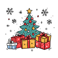 Obraz premium Christmas and New Year accessories on white background