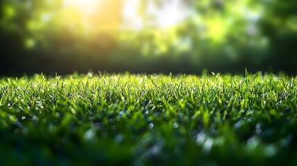 Naklejka premium Lush Green Grass Under Soft Natural Lighting