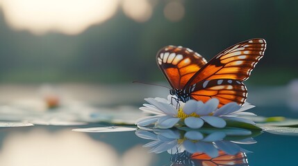 Obraz premium Delicate Butterfly on a Blooming Flower