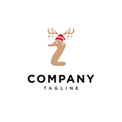 Letter Z Cute Christmas Reindeer logo icon vector