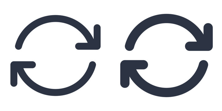 Refresh or Reload simple icons set designed in filled, outline, line and stroke style
