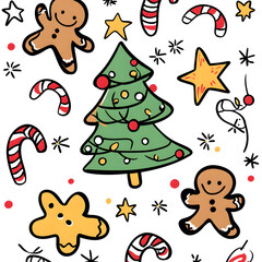 Christmas and New Year accessories on white background