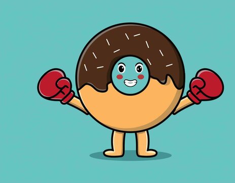recommend clip art: chocolate donut boxer character vector