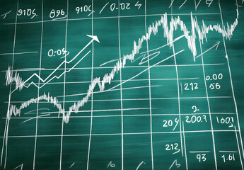 Hand Drawn Chart on Chalkboard with White Lines