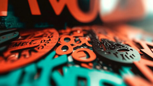 A vibrant arrangement of various numeric and alphabetic characters displayed artistically, highlighting color contrast and texture.