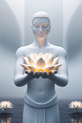 A white plaster-like androgynous figure.