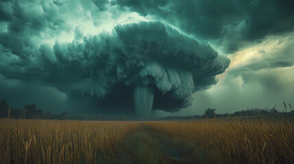 Cloudy storm in the sea before rain. Tornadoes above the sea. Monsoon season. Storm in the sea.Wonder of natural disaster.