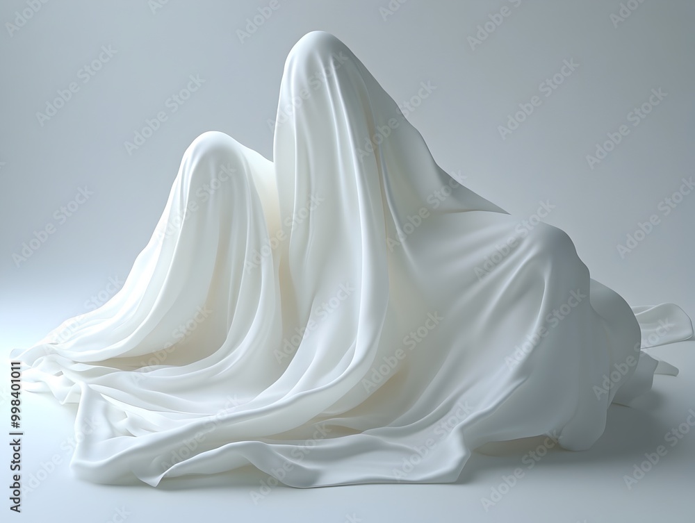 Poster ethereal ghostly apparitions in haunting minimal isolate white background 3d render