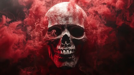 Copy space skull with smoke effect scream horror background AI Image Generative.