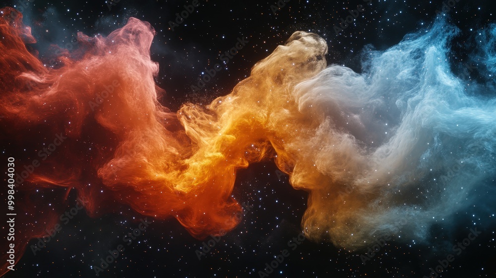 Aufkleber space nebula: create an abstract background resembling a space nebula, with swirling clouds of gas a