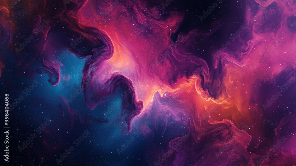 Aufkleber space nebula: create an abstract background resembling a space nebula, with swirling clouds of gas a