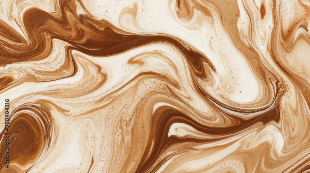 Poster coffee and cream blend together in a captivating marbled pattern, showcasing rich browns and soft wh