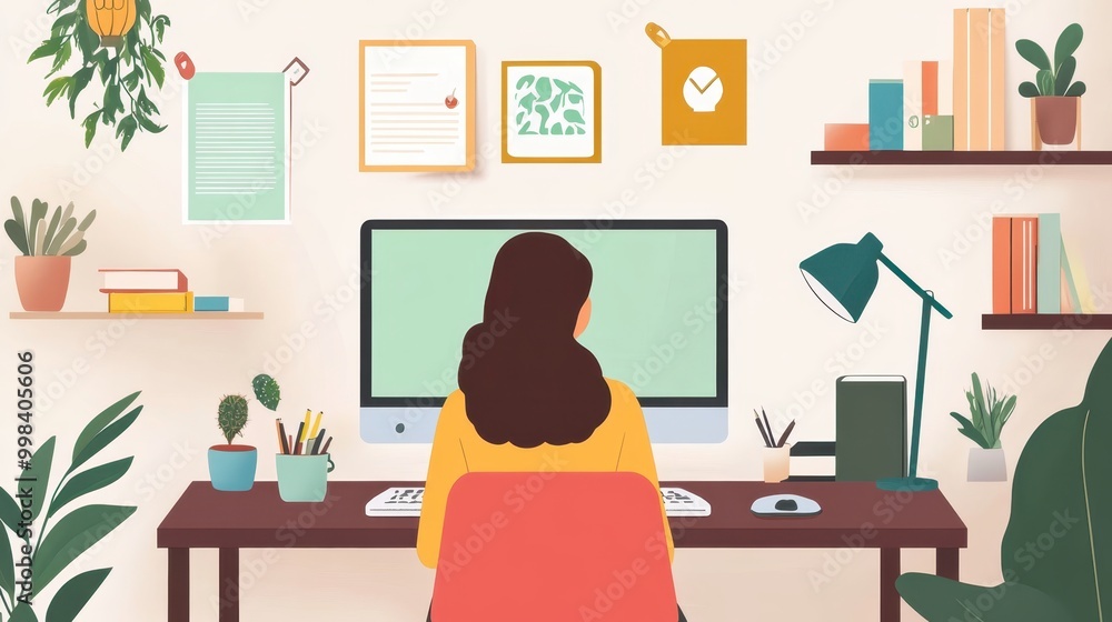 Poster a homeschooling setup where virtual tutors provide personalized instruction through video conferenci
