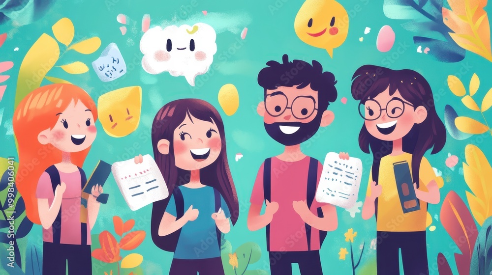 Poster a language learning app that gamifies vocabulary and grammar practice to make learning fun and engag