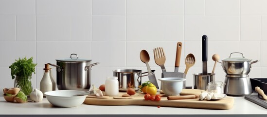 Kitchen Utensils and Ingredients Ready for Cooking