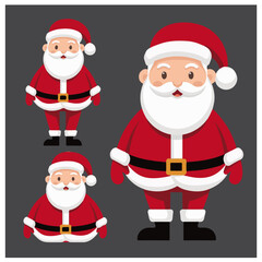 Flat design ready for animation collection of Christmas Santa Claus poses an actions. Vector set of funny cartoon characters, poses and emotions. Vector icons for web page and mobile app.