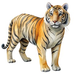 Obraz premium Watercolor hand drawn tiger on white blackground.