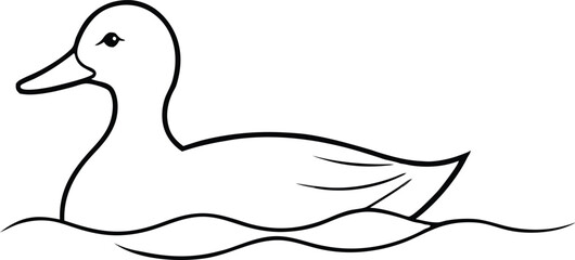 Duck Walking in Shallow Waters with Reflections Vector Art for Coloring





