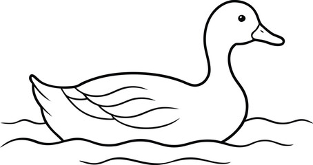 Duck Wading Through Shallow Water Reflections Vector Illustration for Kids